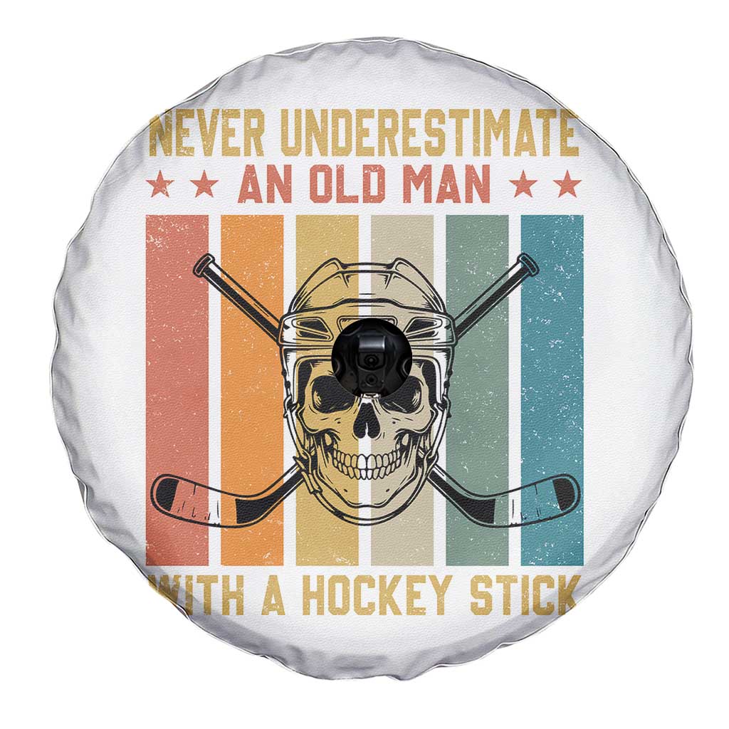 Retro Ice Hockey Player Spare Tire Cover Funny Never Underestimate An Old Man TS12 Print Your Wear