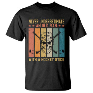 Retro Ice Hockey Player T Shirt Funny Never Underestimate An Old Man TS12 Black Print Your Wear