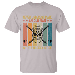Retro Ice Hockey Player T Shirt Funny Never Underestimate An Old Man TS12 Ice Gray Print Your Wear