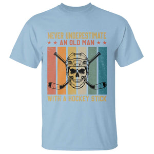 Retro Ice Hockey Player T Shirt Funny Never Underestimate An Old Man TS12 Light Blue Print Your Wear