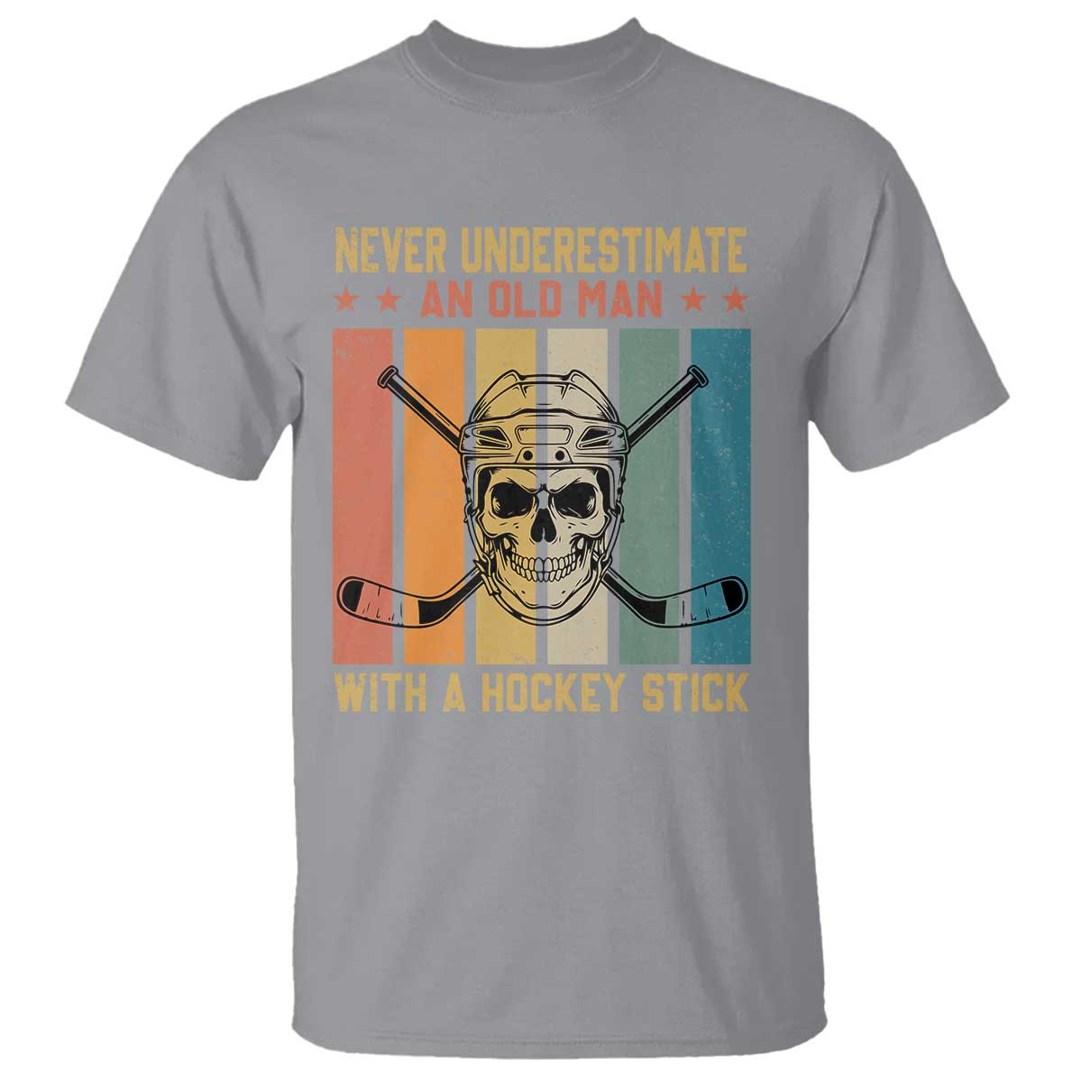 Retro Ice Hockey Player T Shirt Funny Never Underestimate An Old Man TS12 Sport Gray Print Your Wear