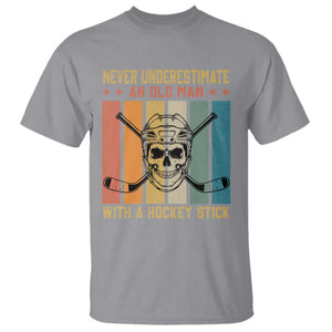 Retro Ice Hockey Player T Shirt Funny Never Underestimate An Old Man TS12 Sport Gray Print Your Wear