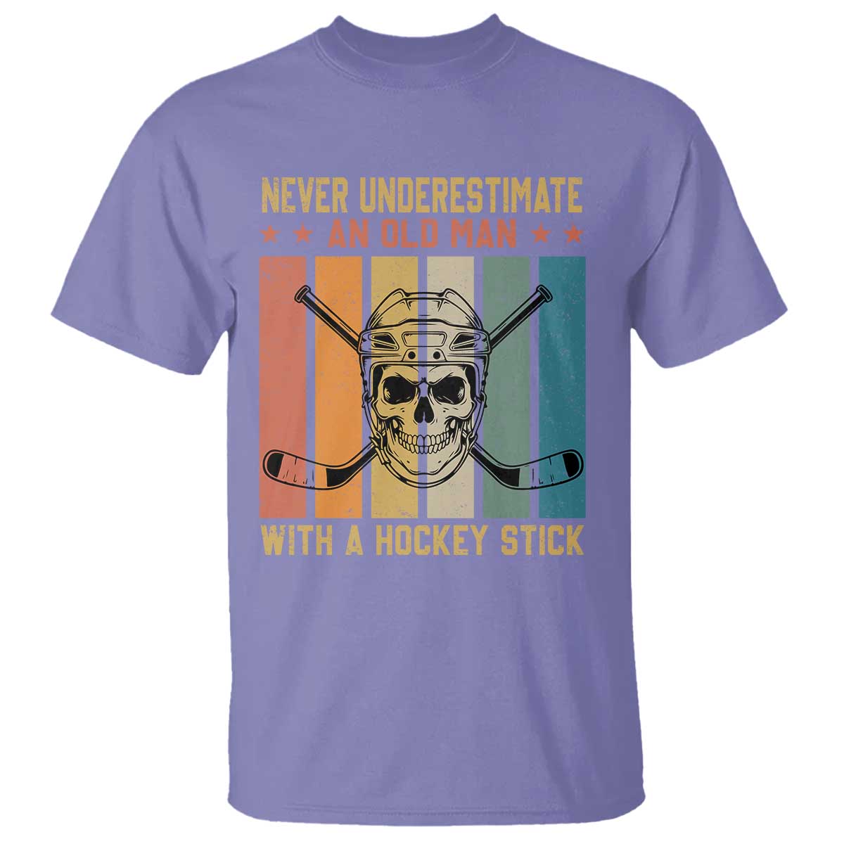Retro Ice Hockey Player T Shirt Funny Never Underestimate An Old Man TS12 Violet Print Your Wear
