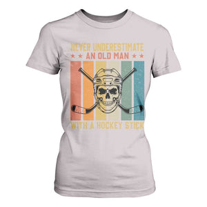 Retro Ice Hockey Player T Shirt For Women Funny Never Underestimate An Old Man TS12 Ice Gray Print Your Wear