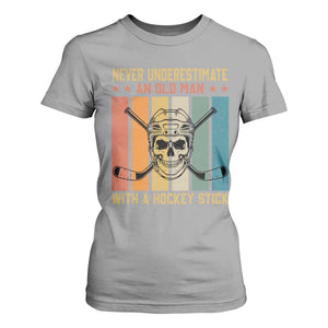 Retro Ice Hockey Player T Shirt For Women Funny Never Underestimate An Old Man TS12 Sport Gray Print Your Wear