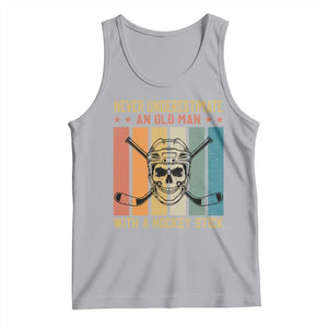 Retro Ice Hockey Player Tank Top Funny Never Underestimate An Old Man TS12 Athletic Heather Print Your Wear
