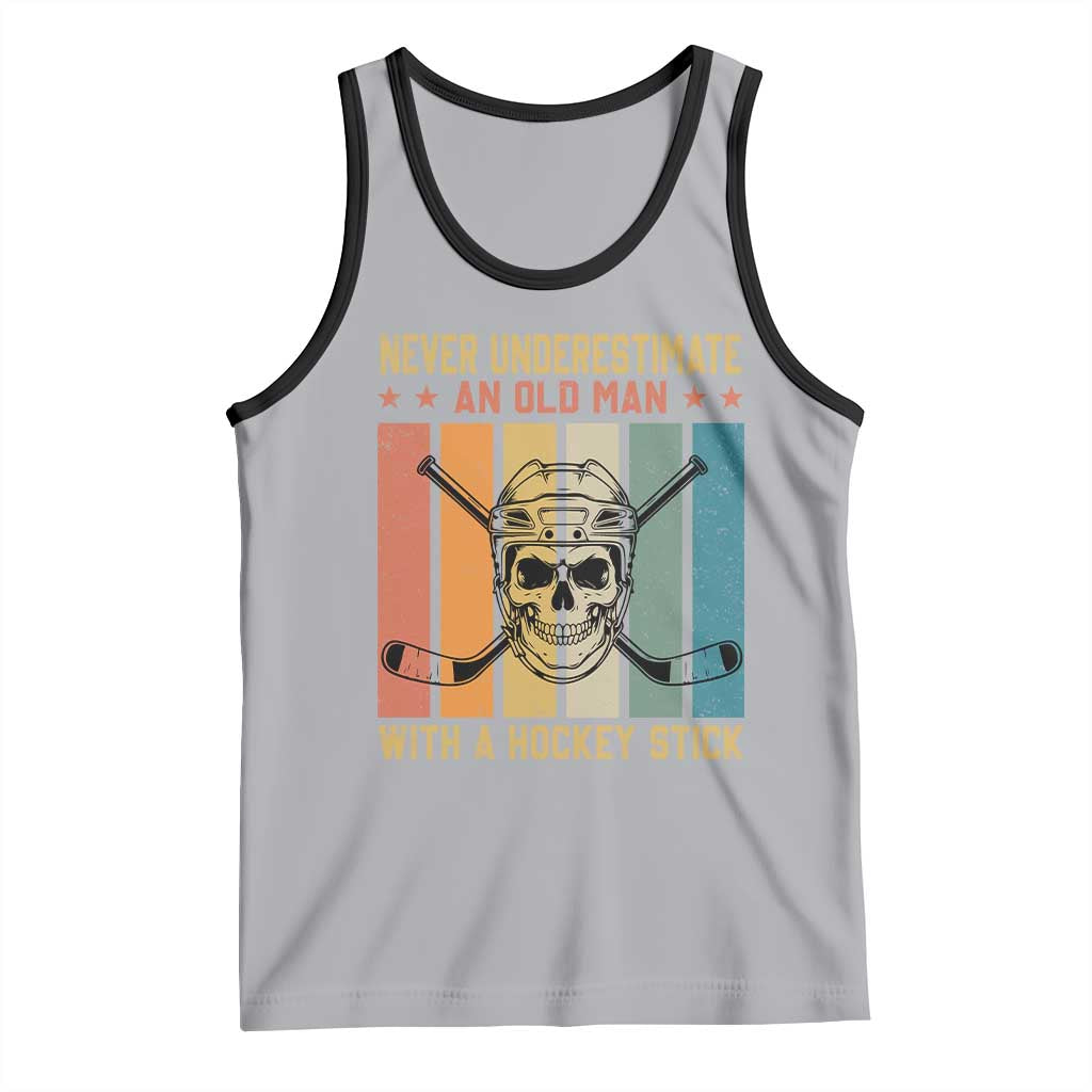 Retro Ice Hockey Player Tank Top Funny Never Underestimate An Old Man TS12 Athletic Heather Black Print Your Wear