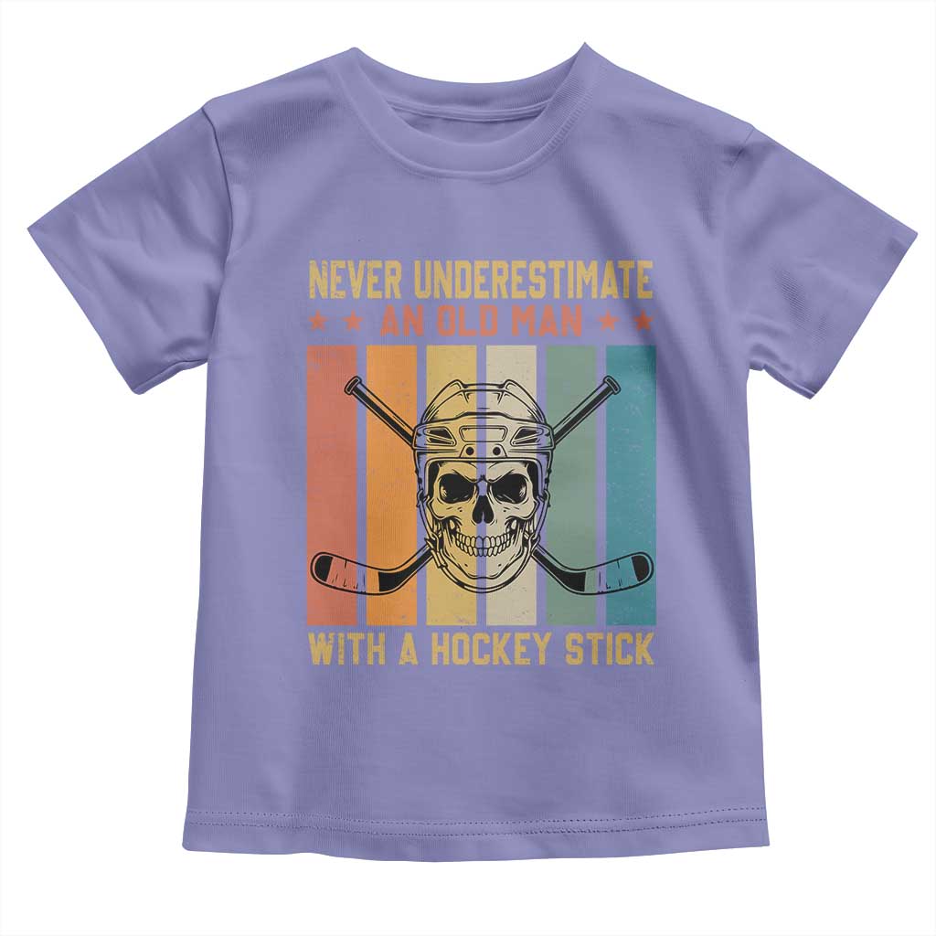 Retro Ice Hockey Player Toddler T Shirt Funny Never Underestimate An Old Man TS12 Violet Print Your Wear