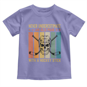 Retro Ice Hockey Player Toddler T Shirt Funny Never Underestimate An Old Man TS12 Violet Print Your Wear