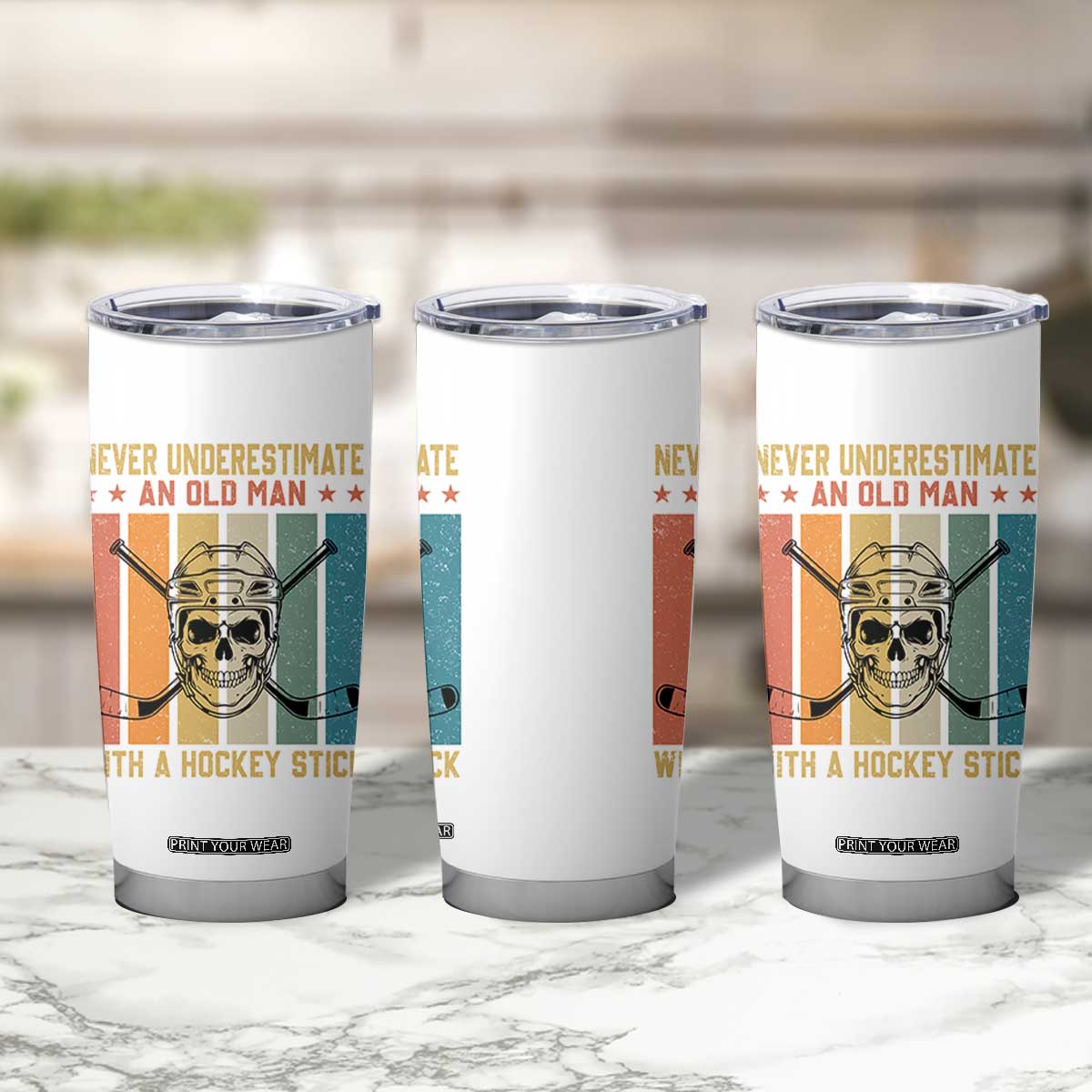 Retro Ice Hockey Player Tumbler Cup Funny Never Underestimate An Old Man TS12 Print Your Wear