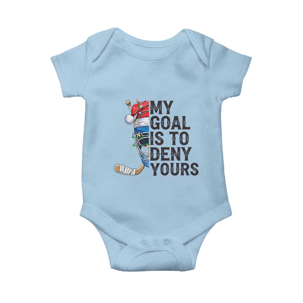 My Goal Is To Deny Yours Baby Onesie Ice Hockey Helmet Christmas Gift TS12 Light Blue Print Your Wear