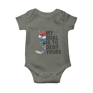 My Goal Is To Deny Yours Baby Onesie Ice Hockey Helmet Christmas Gift TS12 Military Green Print Your Wear