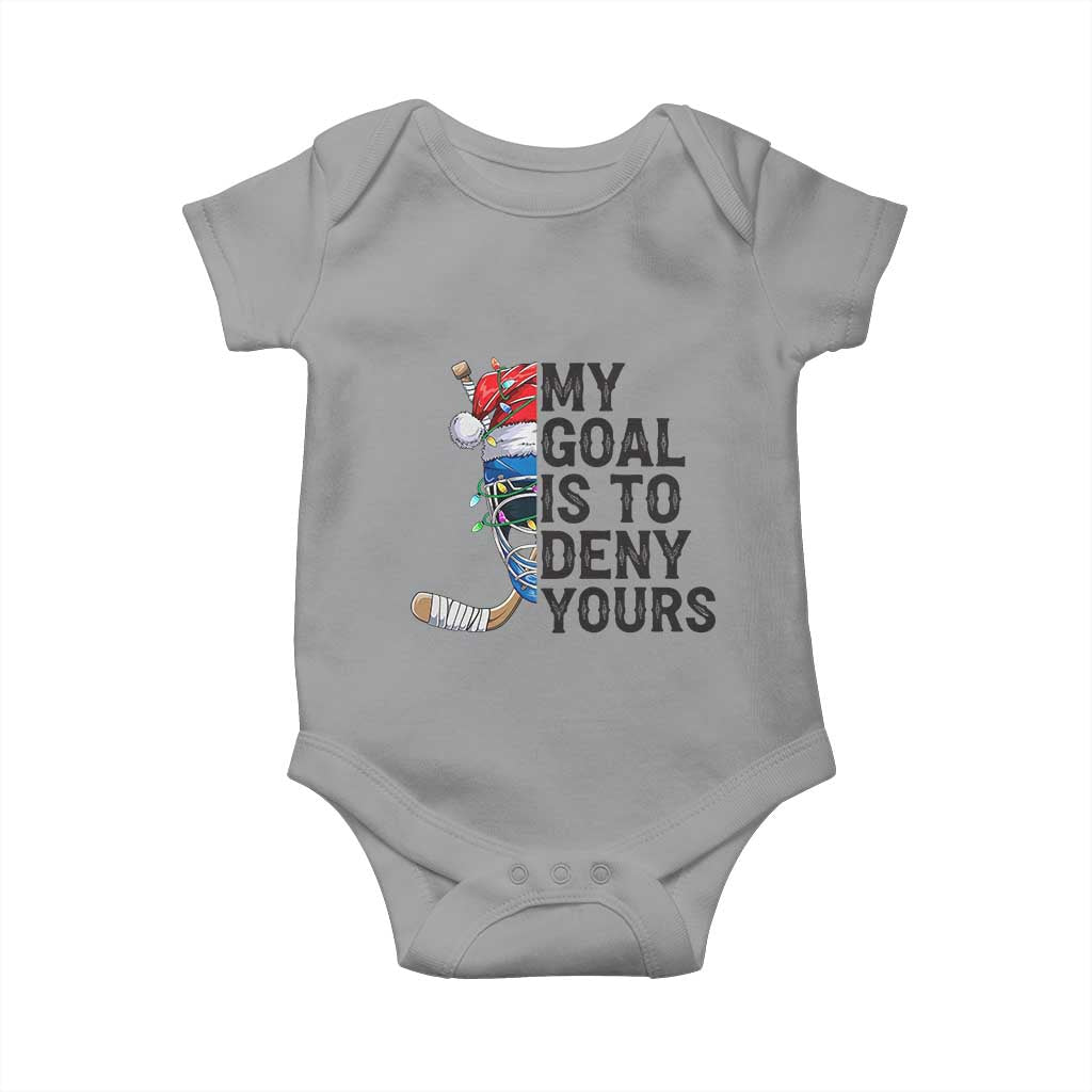 My Goal Is To Deny Yours Baby Onesie Ice Hockey Helmet Christmas Gift TS12 Sport Gray Print Your Wear