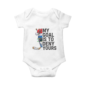 My Goal Is To Deny Yours Baby Onesie Ice Hockey Helmet Christmas Gift TS12 White Print Your Wear