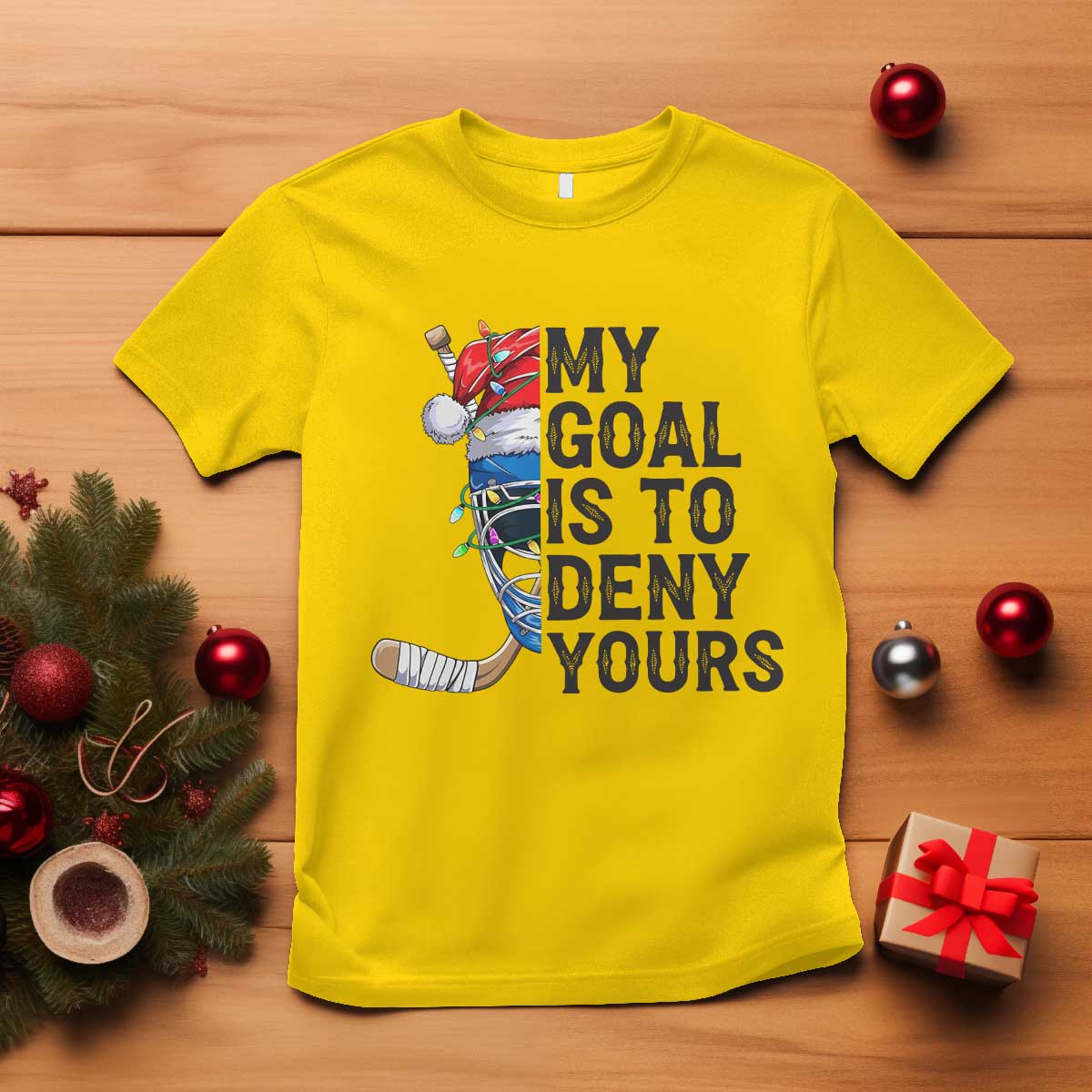 My Goal Is To Deny Yours T Shirt Ice Hockey Helmet Christmas Gift TS12 Daisy Print Your Wear