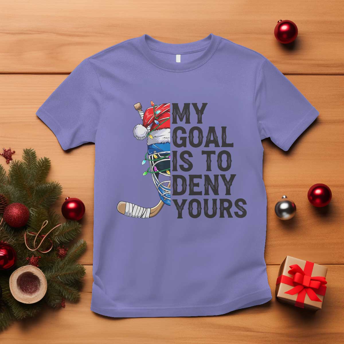 My Goal Is To Deny Yours T Shirt Ice Hockey Helmet Christmas Gift TS12 Violet Print Your Wear