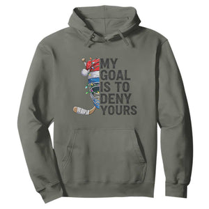 My Goal Is To Deny Yours Hoodie Ice Hockey Helmet Christmas Gift TS12 Military Green Print Your Wear