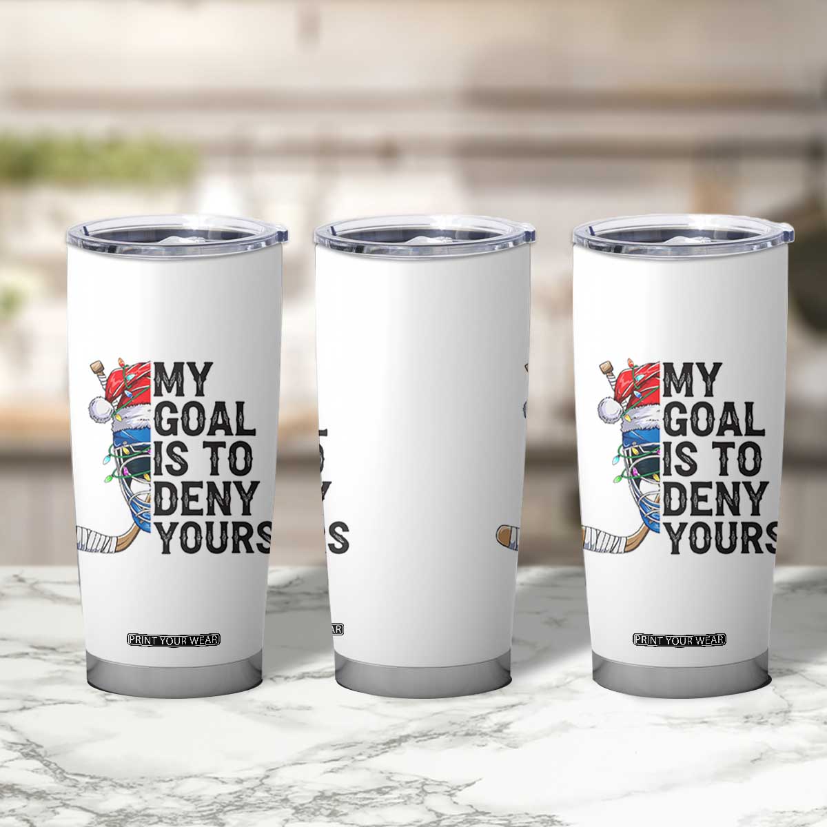My Goal Is To Deny Yours Tumbler Cup Ice Hockey Helmet Christmas Gift TS12 Print Your Wear