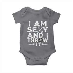 Funny Sexy Dart Player Joke Baby Onesie I Am Sexy And I Throw It TS12 Charcoal Print Your Wear