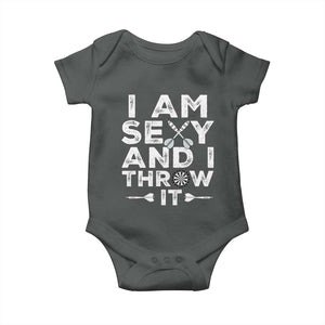 Funny Sexy Dart Player Joke Baby Onesie I Am Sexy And I Throw It TS12 Dark Heather Print Your Wear