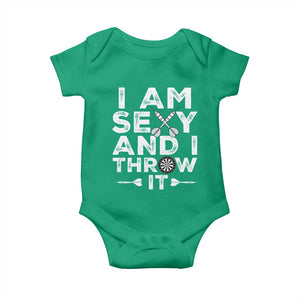 Funny Sexy Dart Player Joke Baby Onesie I Am Sexy And I Throw It TS12 Irish Green Print Your Wear