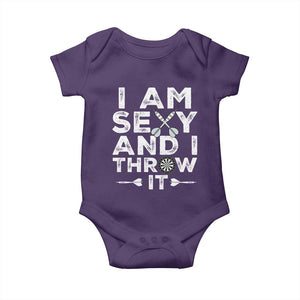 Funny Sexy Dart Player Joke Baby Onesie I Am Sexy And I Throw It TS12 Purple Print Your Wear