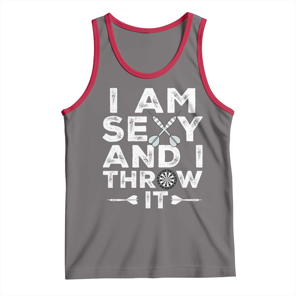 Funny Sexy Dart Player Joke Tank Top I Am Sexy And I Throw It TS12 Deep Heather Red Print Your Wear