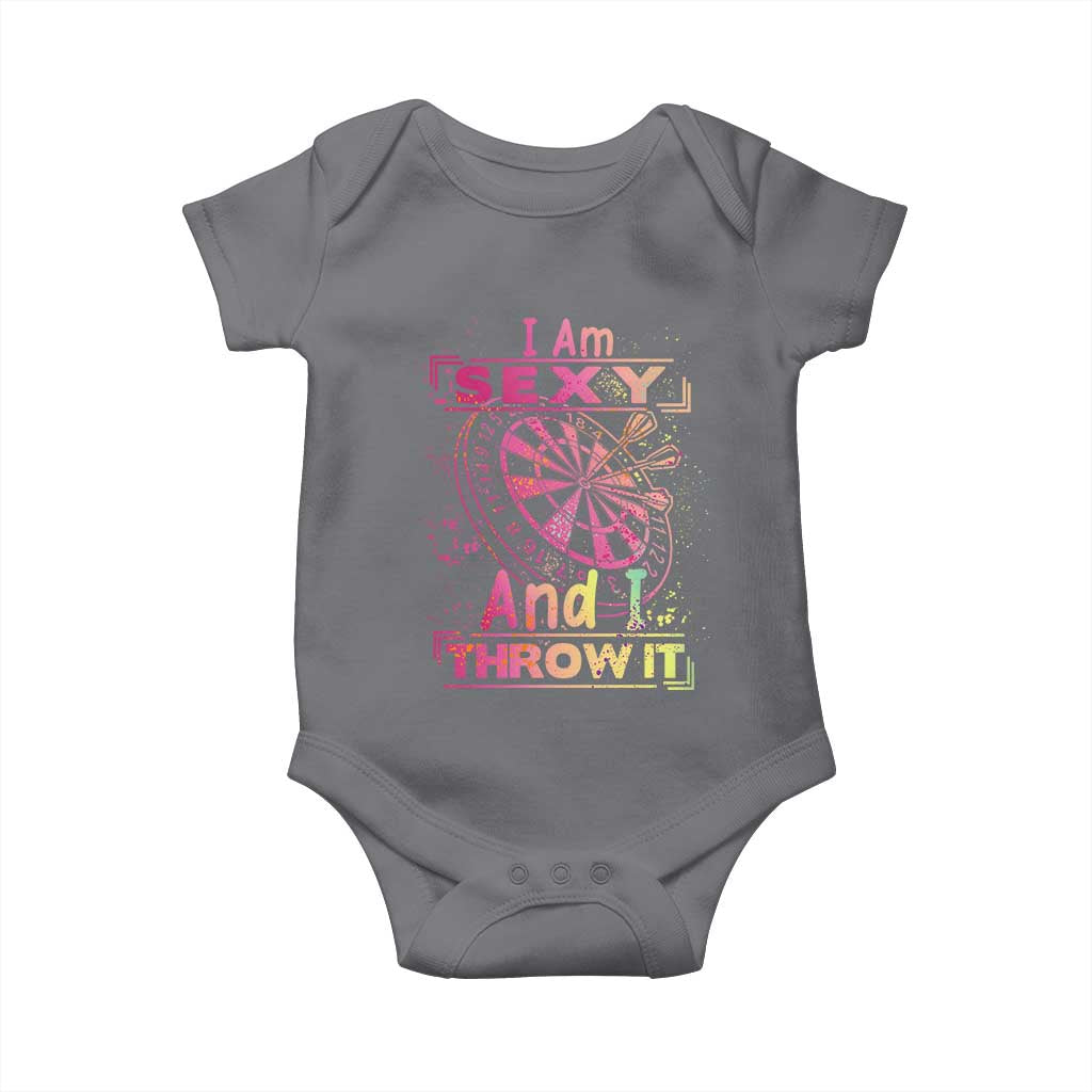 I Am Sexy And I Throw It Baby Onesie Sexy Dart Player Gift TS12 Charcoal Print Your Wear