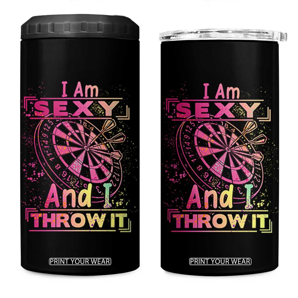 I Am Sexy And I Throw It 4 in 1 Can Cooler Tumbler Sexy Dart Player Gift TS12 One Size: 16 oz Black Print Your Wear