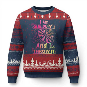 I Am Sexy And I Throw It Ugly Christmas Sweater Sexy Dart Player Gift TS12 Navy Red Print Your Wear