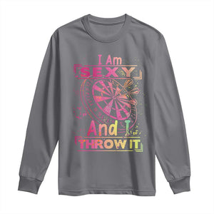 I Am Sexy And I Throw It Long Sleeve Shirt Sexy Dart Player Gift TS12 Charcoal Print Your Wear