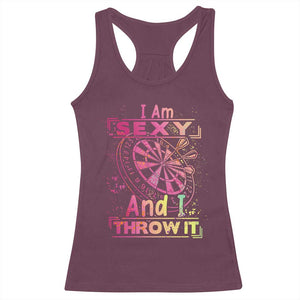 I Am Sexy And I Throw It Racerback Tank Top Sexy Dart Player Gift TS12 Maroon Print Your Wear