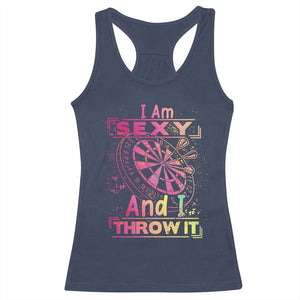 I Am Sexy And I Throw It Racerback Tank Top Sexy Dart Player Gift TS12 Navy Print Your Wear
