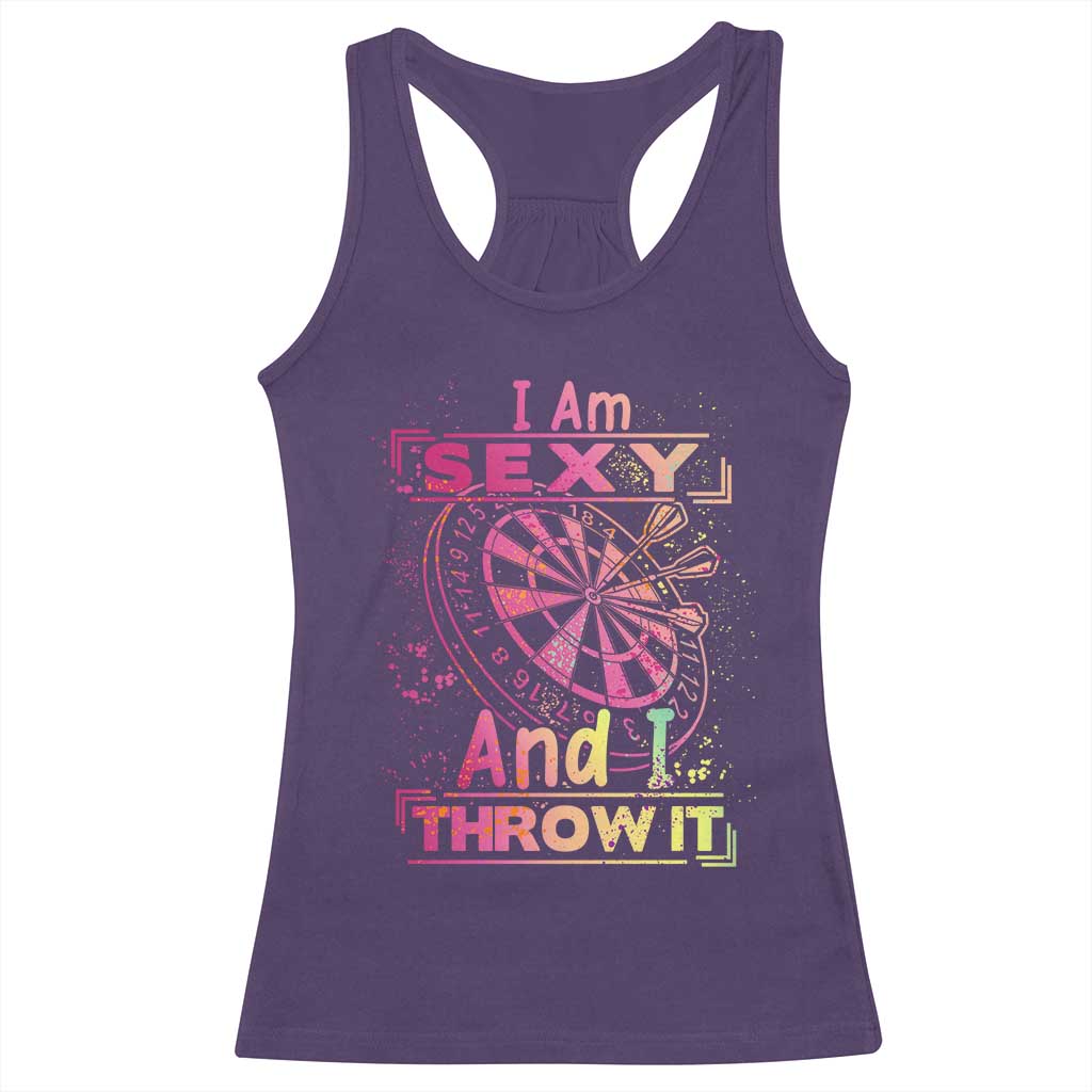 I Am Sexy And I Throw It Racerback Tank Top Sexy Dart Player Gift TS12 Purple Print Your Wear