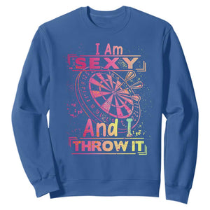 I Am Sexy And I Throw It Sweatshirt Sexy Dart Player Gift TS12 Royal Blue Print Your Wear