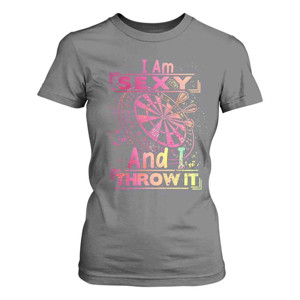 I Am Sexy And I Throw It T Shirt For Women Sexy Dart Player Gift TS12 Charcoal Print Your Wear