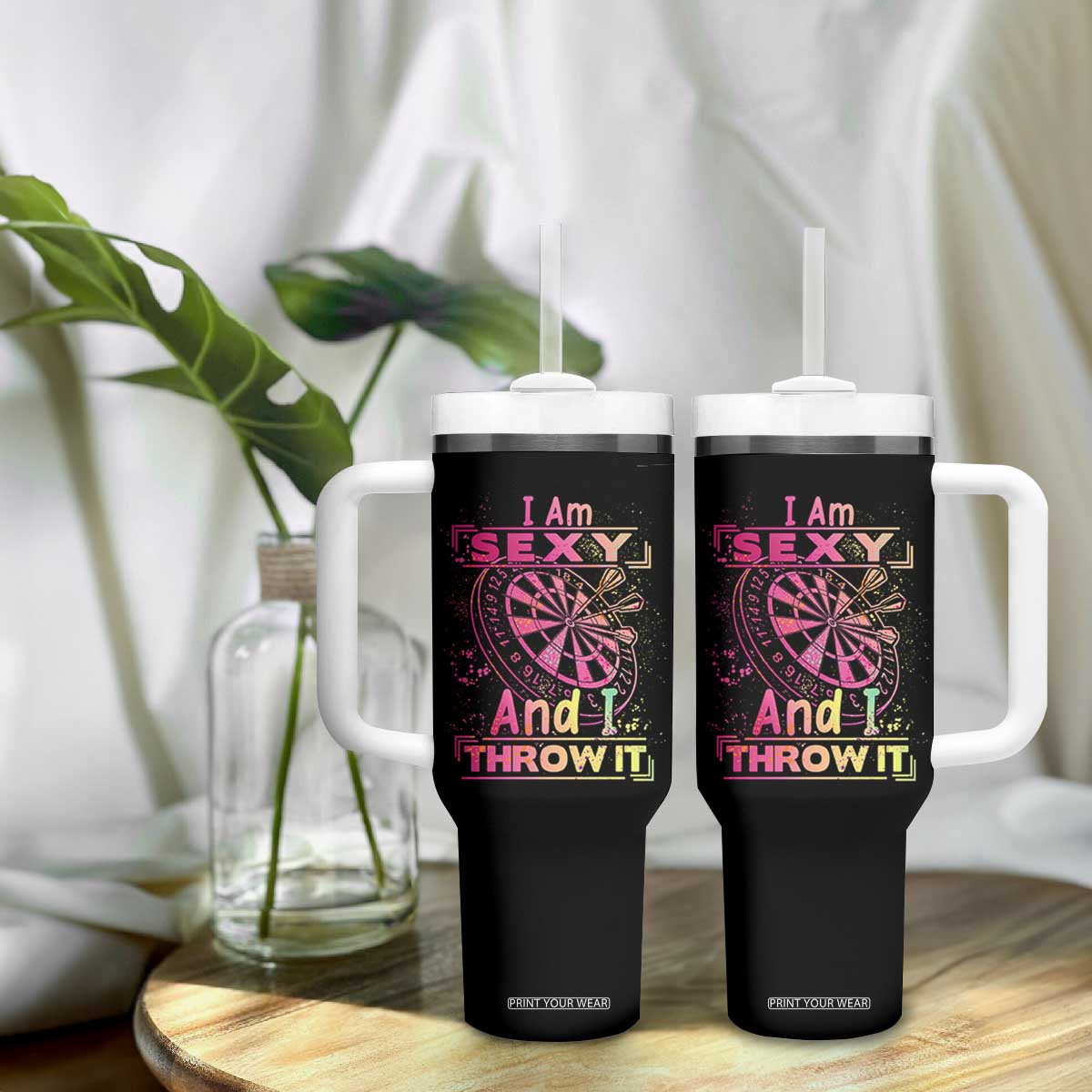 I Am Sexy And I Throw It Tumbler With Handle Sexy Dart Player Gift TS12 Print Your Wear