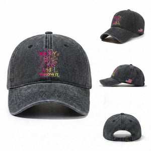 I Am Sexy And I Throw It Washed Cotton Baseball Cap Sexy Dart Player Gift TS12 Washed Cap Universal Fit Dark Gray Print Your Wear