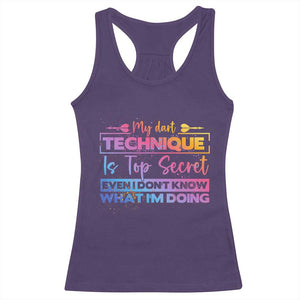 My Dart Technique Is Top Secret Racerback Tank Top Funny Dartist Gift TS12 Purple Print Your Wear