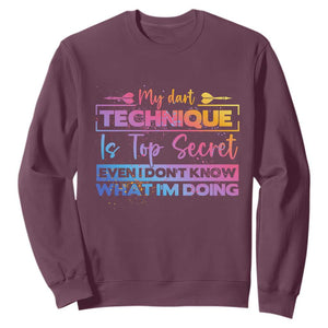 My Dart Technique Is Top Secret Sweatshirt Funny Dartist Gift TS12 Maroon Print Your Wear