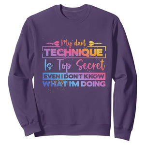 My Dart Technique Is Top Secret Sweatshirt Funny Dartist Gift TS12 Purple Print Your Wear