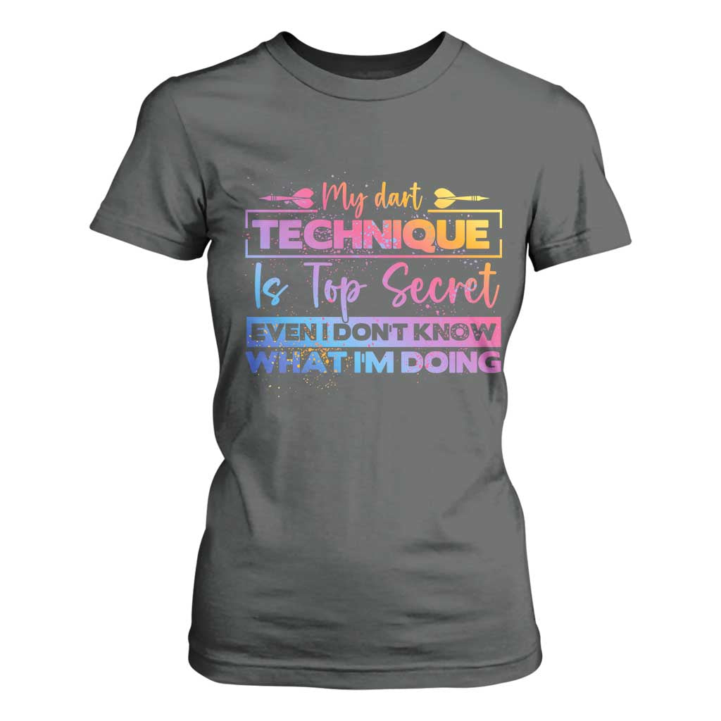 My Dart Technique Is Top Secret T Shirt For Women Funny Dartist Gift TS12 Dark Heather Print Your Wear