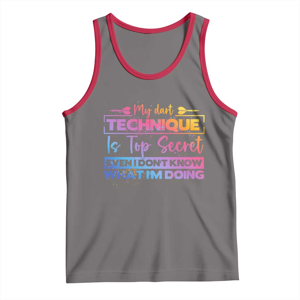 My Dart Technique Is Top Secret Tank Top Funny Dartist Gift TS12 Deep Heather Red Print Your Wear