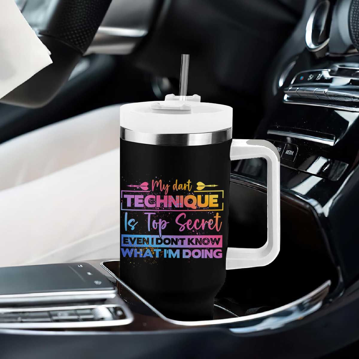 My Dart Technique Is Top Secret Tumbler With Handle Funny Dartist Gift TS12 Print Your Wear