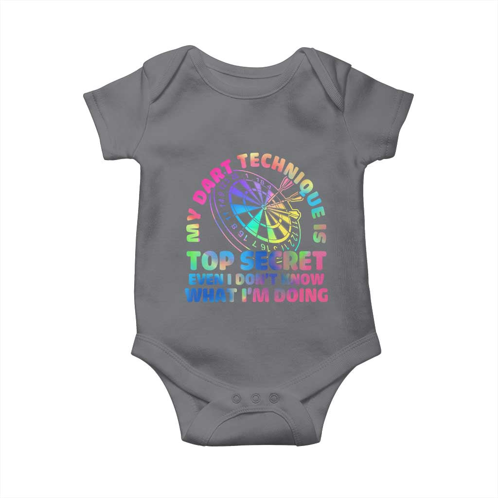 My Dart Technique Is Top Secret Baby Onesie Vintage Tie Dye Dart Lover TS12 Charcoal Print Your Wear