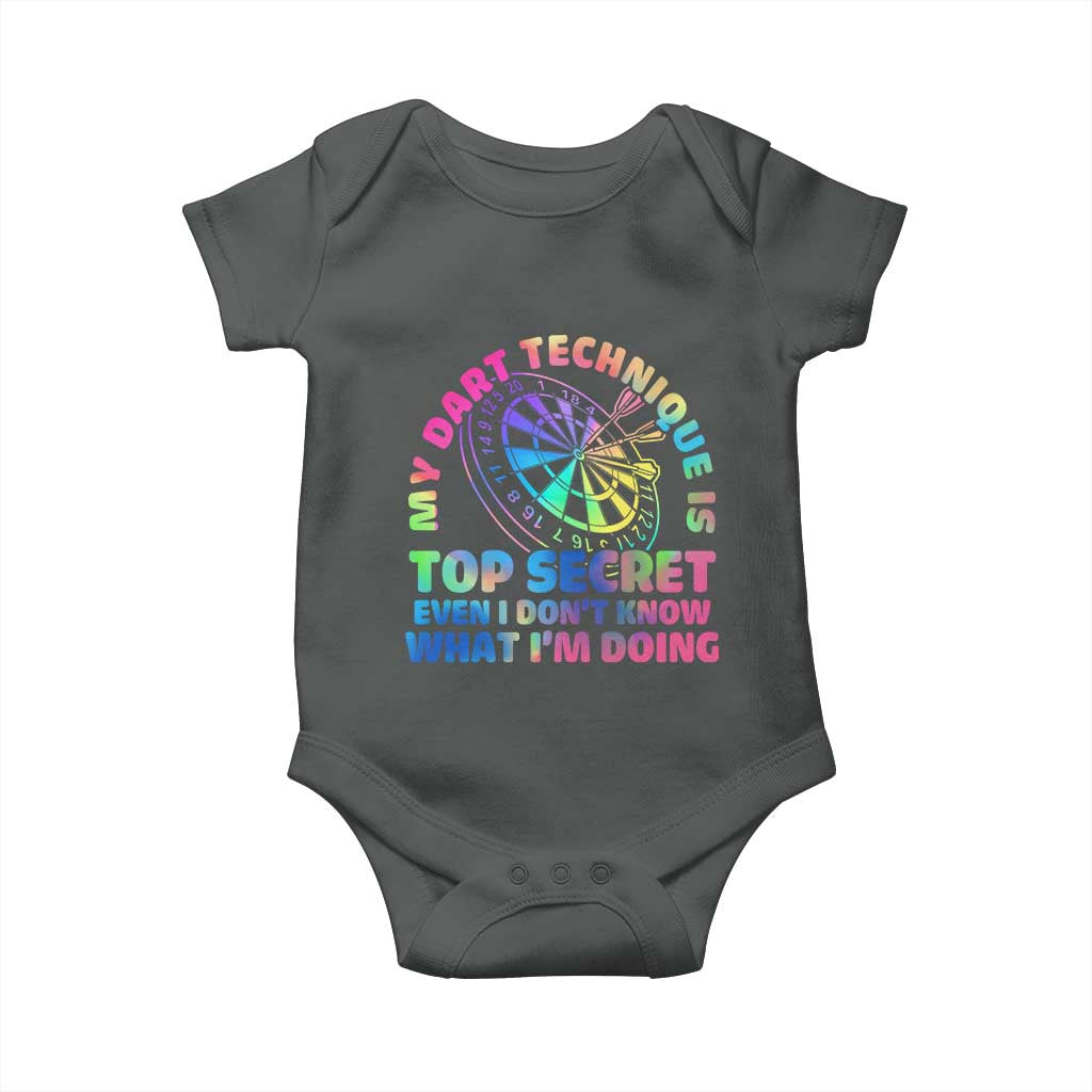 My Dart Technique Is Top Secret Baby Onesie Vintage Tie Dye Dart Lover TS12 Dark Heather Print Your Wear