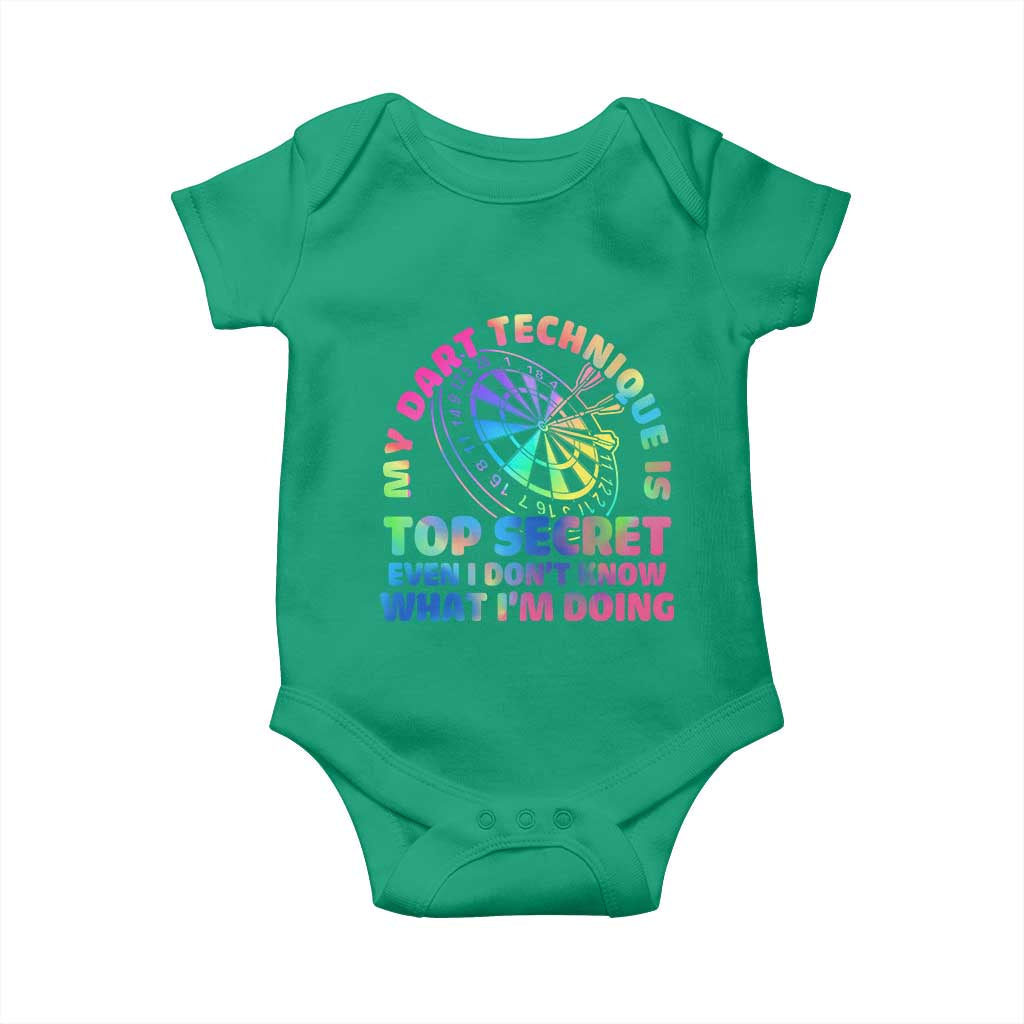 My Dart Technique Is Top Secret Baby Onesie Vintage Tie Dye Dart Lover TS12 Irish Green Print Your Wear