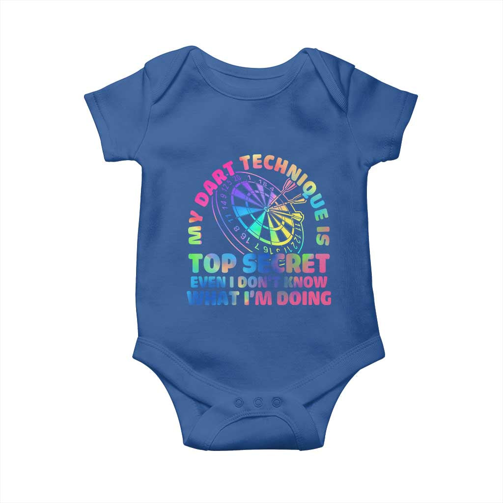 My Dart Technique Is Top Secret Baby Onesie Vintage Tie Dye Dart Lover TS12 Royal Blue Print Your Wear