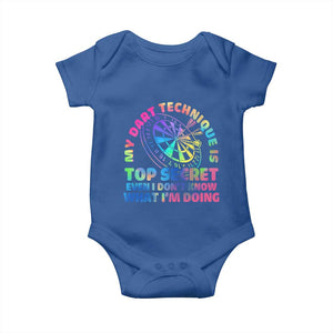 My Dart Technique Is Top Secret Baby Onesie Vintage Tie Dye Dart Lover TS12 Royal Blue Print Your Wear