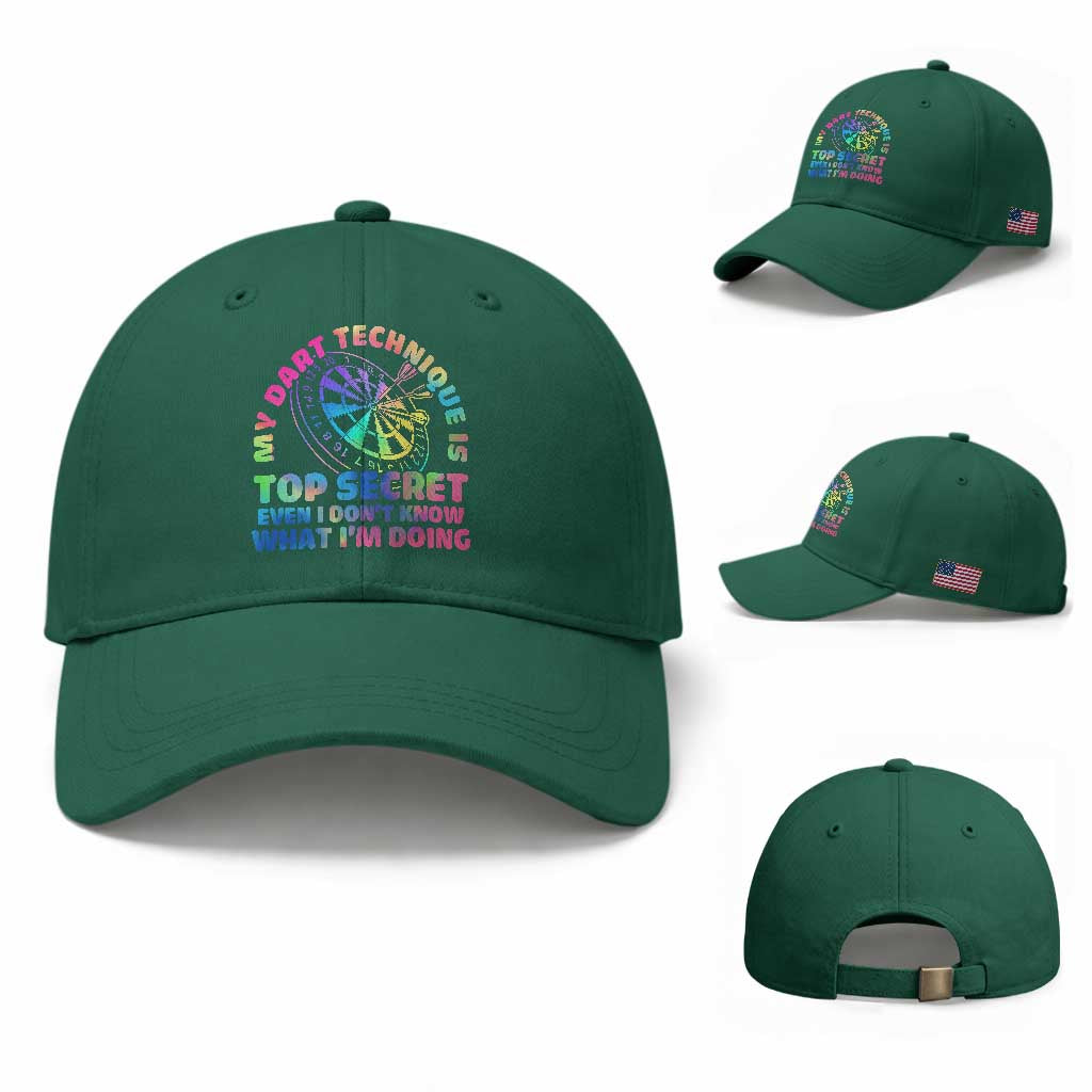 My Dart Technique Is Top Secret Baseball Cap Vintage Tie Dye Dart Lover TS12 Baseball Cap Universal Fit Irish Green Print Your Wear